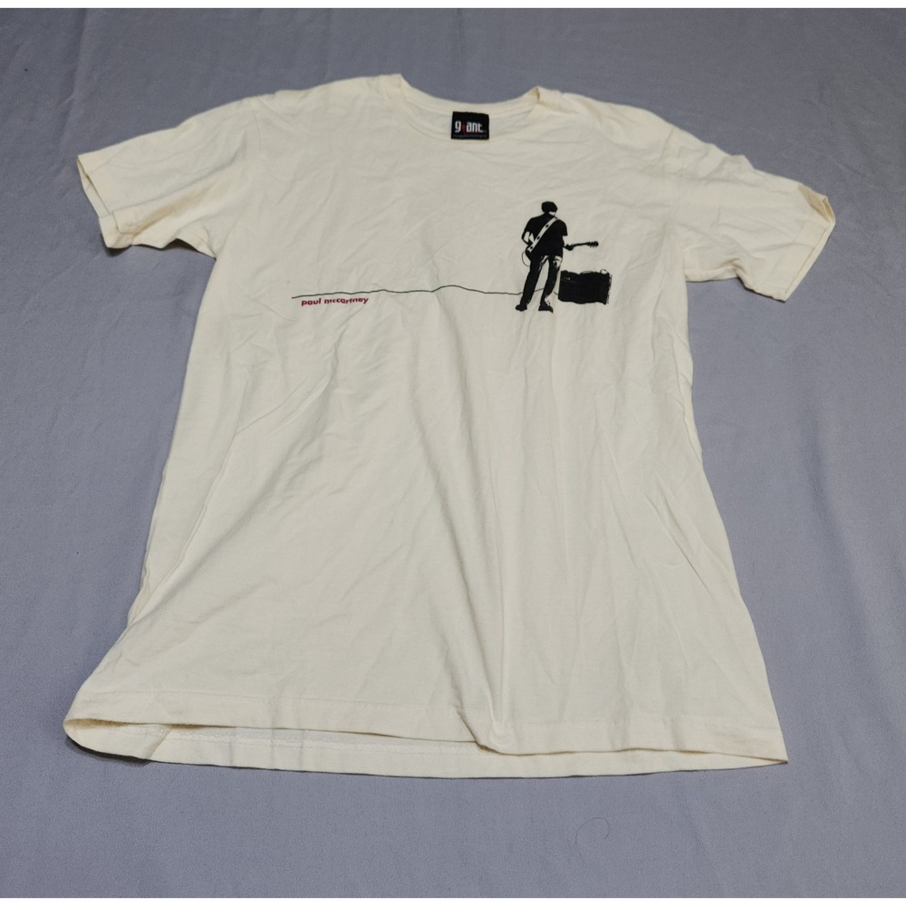 Paul McCartney Giant Merchandising Graphic T-Shirt Cream Mens L Vintage Style
